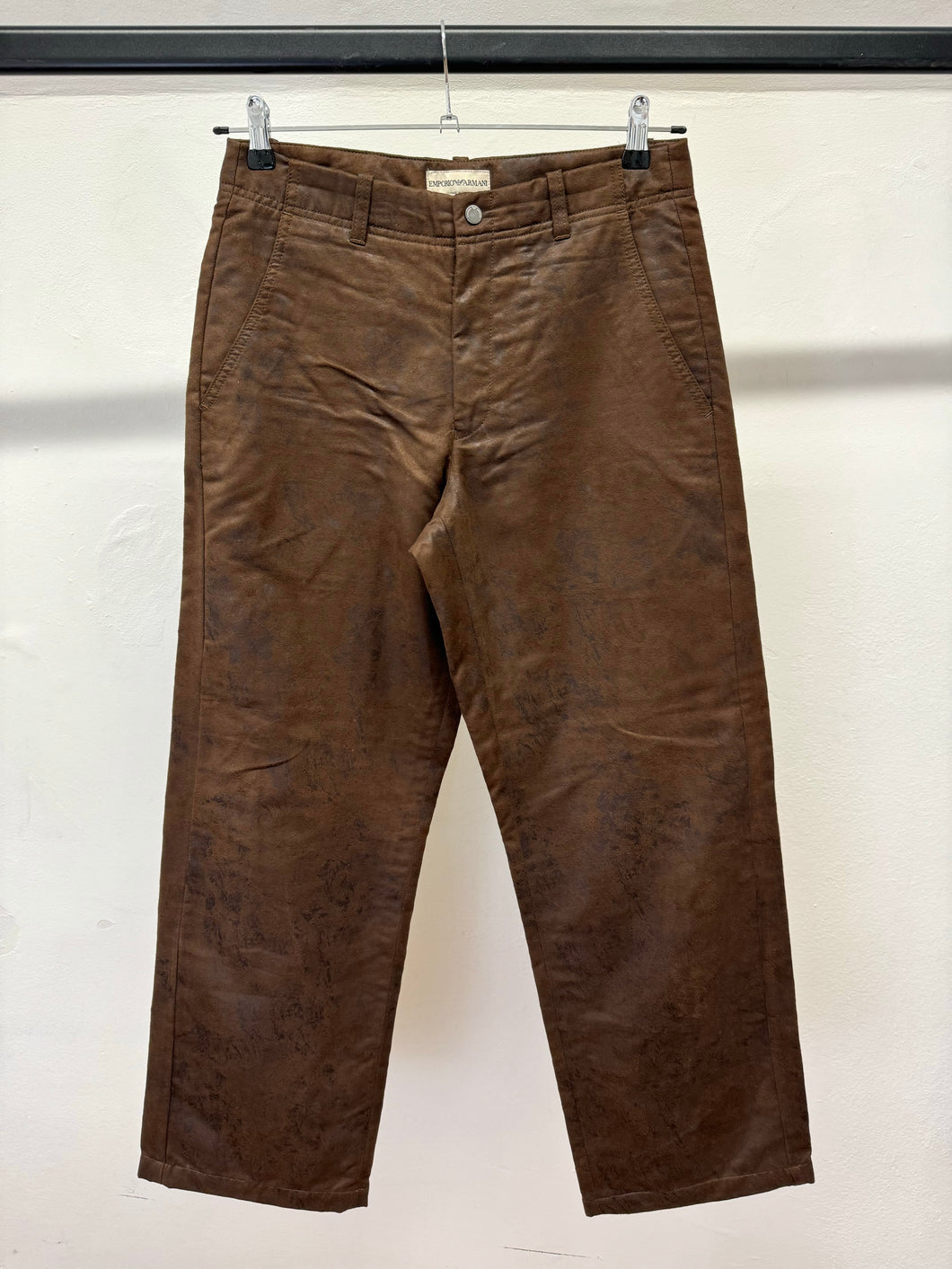 A/W2004 Emporio Armani coated distressed pants