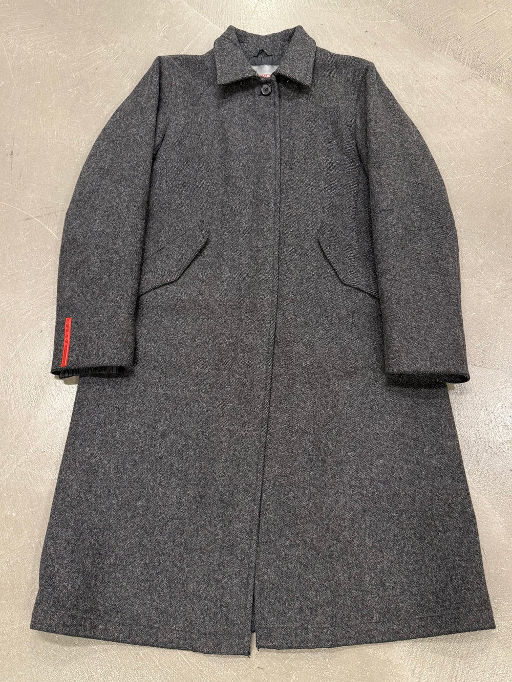 2000s Prada single breasted long wool coat