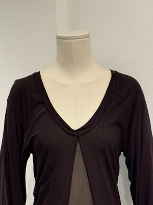 2000s Yves Saint Laurent by Tom Ford hybrid sheer blouse