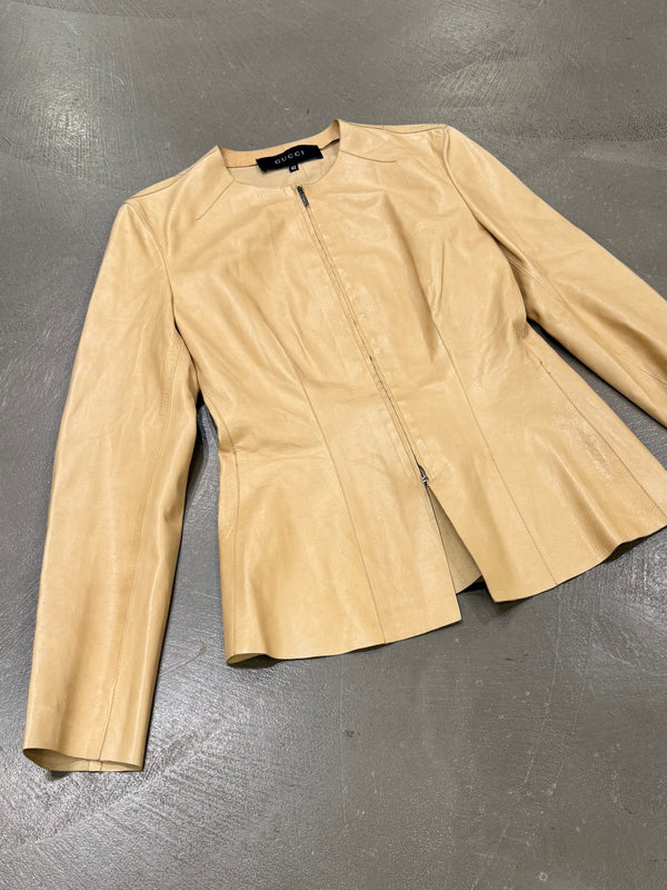 2000s Gucci by Tom Ford fitted leather jacket