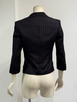 2000s Dolce & Gabbana scarf detail pinstripe suit