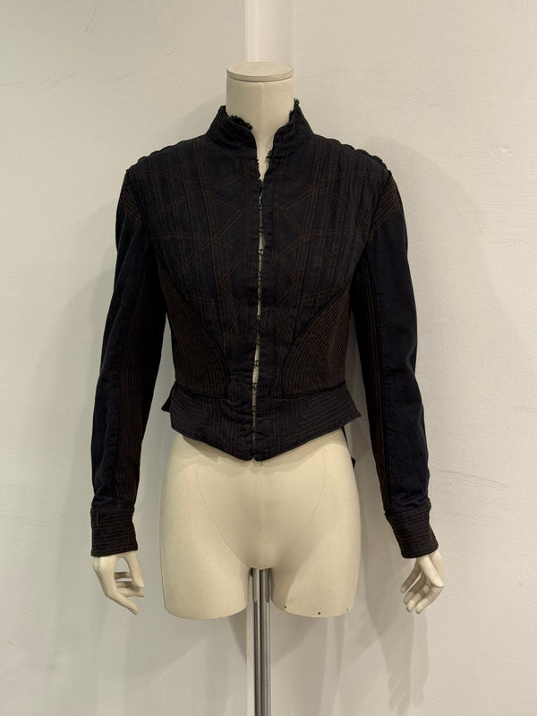 A/W2002 Alexander McQueen runway corseted denim jacket