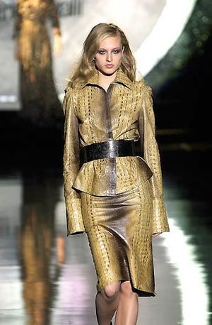 A/W2000 Roberto Cavalli crocodile embossed cropped leather jacket