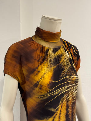 A/W2000 Roberto Cavalli cut-out tiger print dress