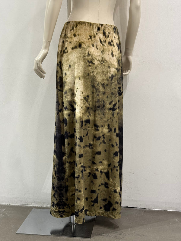 2000s Roberto Cavalli foil print iridescent maxi velvet skirt