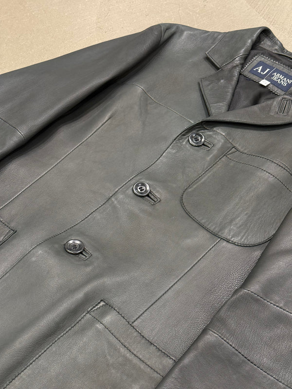 2000s Armani leather blazer jacket