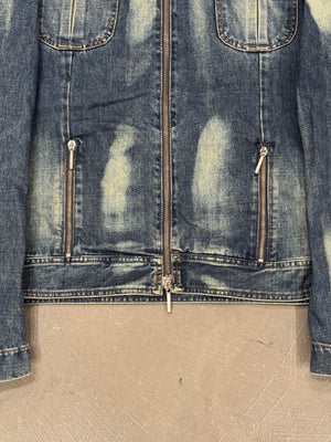 2000s Roberto Cavalli washed faded denim jacket