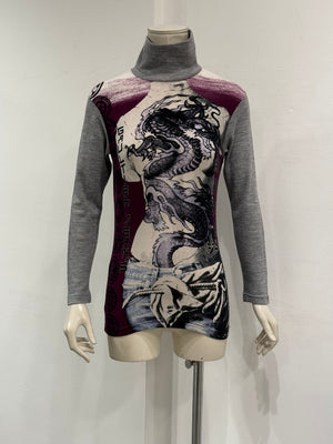 2000s Jean Paul Gaultier dragon print turtleneck top
