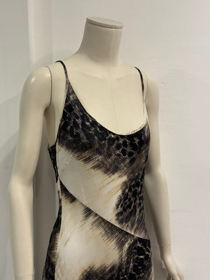 2000s Cavalli asymmetrical hem leopard print dress