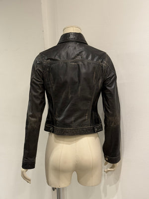 2000S Roberto Cavalli faded distressed leather jacket