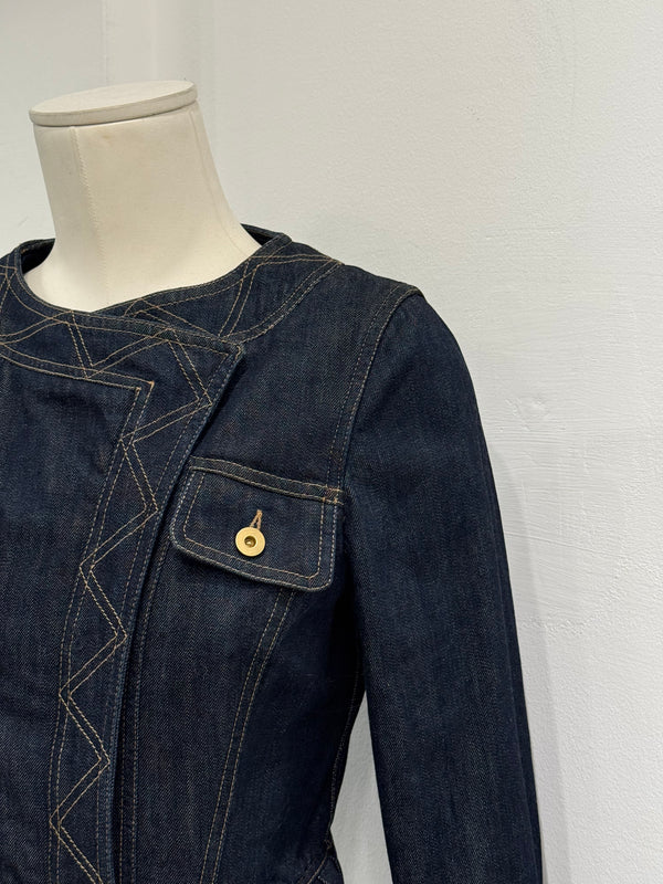 S/S2004 Gucci by Tom Ford paneled biker denim jacket