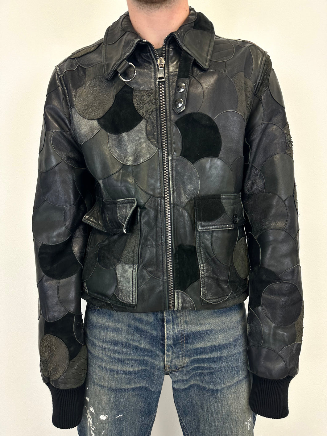 AW2008 Dolce & Gabbana patchwork bomber leather jacket