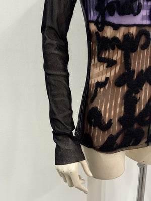 A/W2001 Jean Paul Gaultier colorblock graphic mesh top