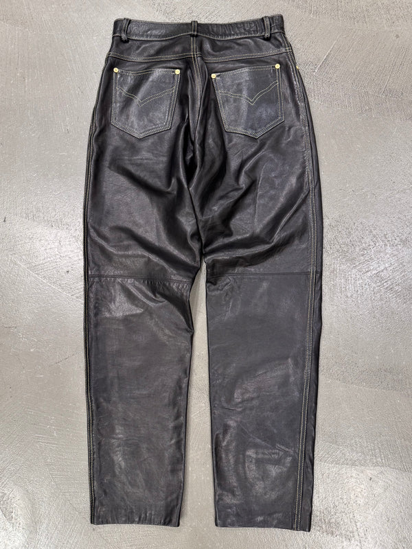 1999 Roberto Cavalli leather pants with gold detail