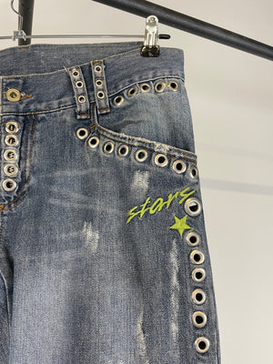 SS06 Dolce & Gabbana eyelet studded holed jeans