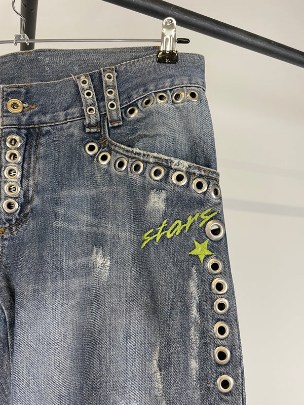 SS06 Dolce & Gabbana eyelet studded holed jeans
