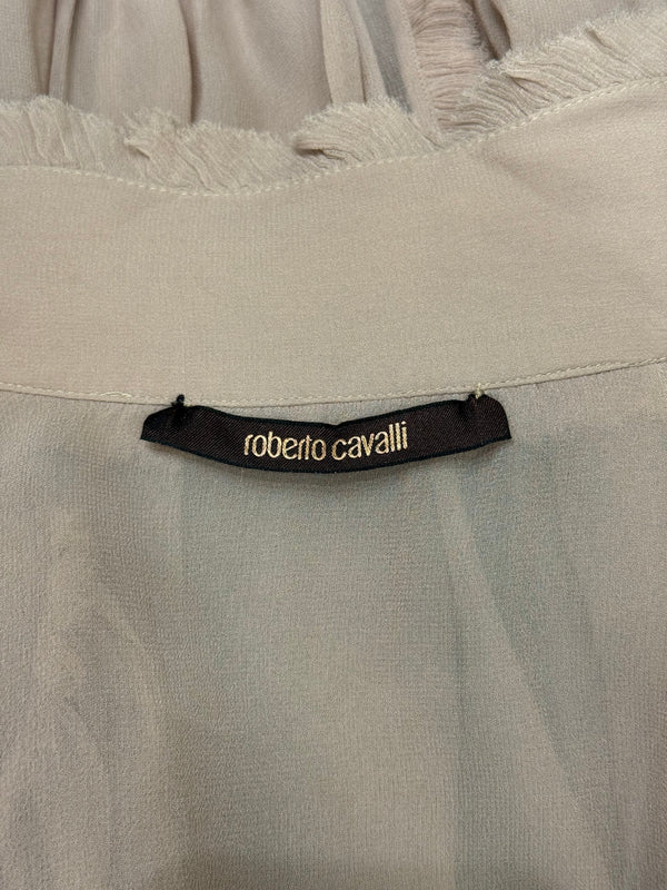 2000s Roberto Cavalli ruffle trim long sleeve shirt