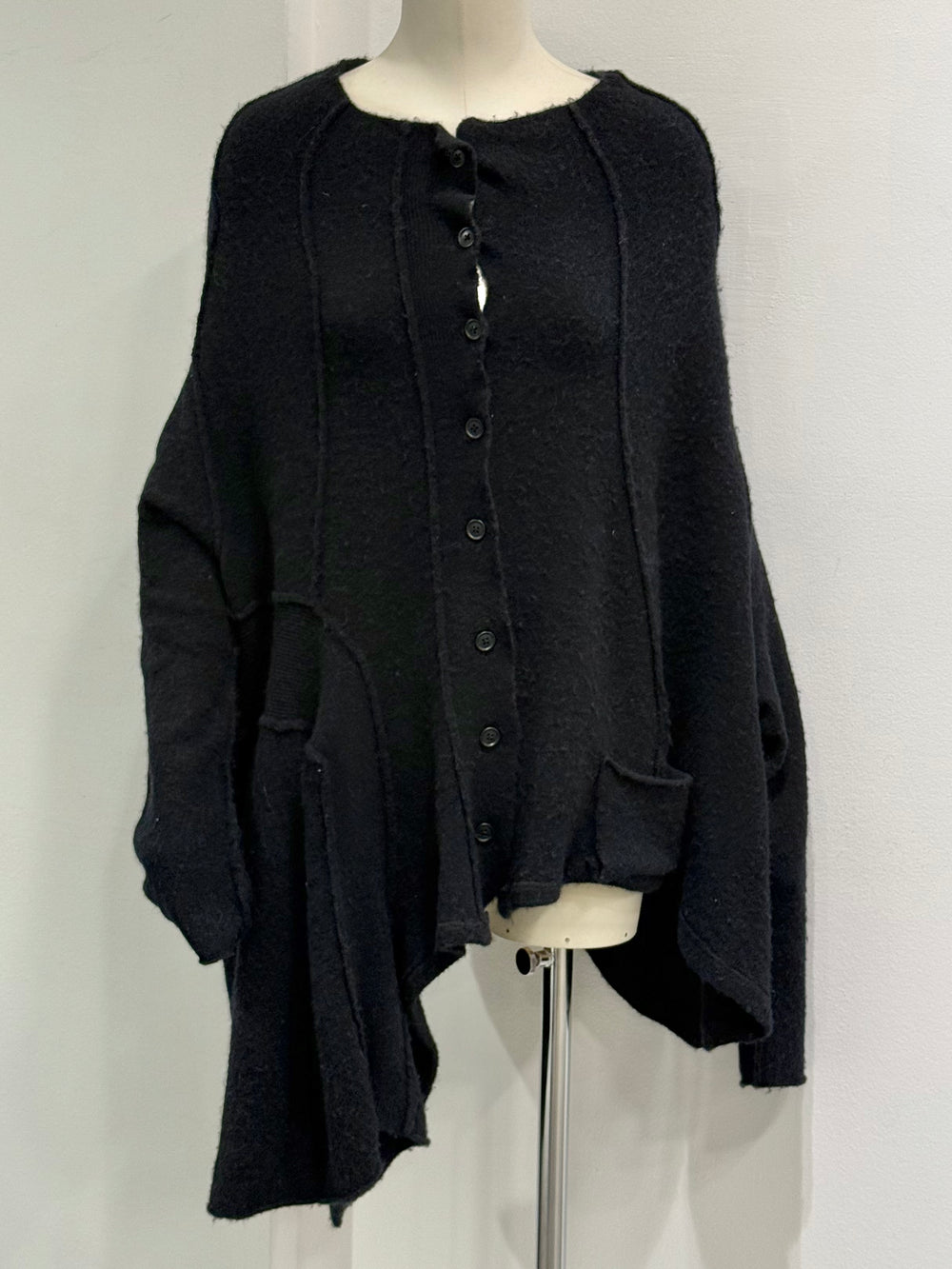 1990s Maison Margiela Miss Deanna asymmetrical patchwork cardigan