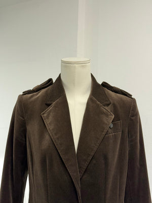 2005 YVES Saint Laurent velvet tailored military blazer
