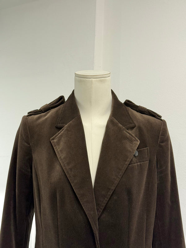 2005 YVES Saint Laurent velvet tailored military blazer