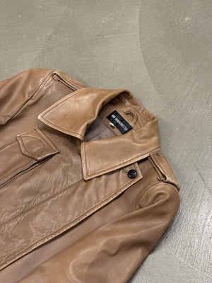 2000s Ann Demeulemeester leather aviator cargo jacket