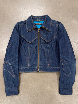 A/W2002 Dolce & Gabbana paneled floral denim jacket