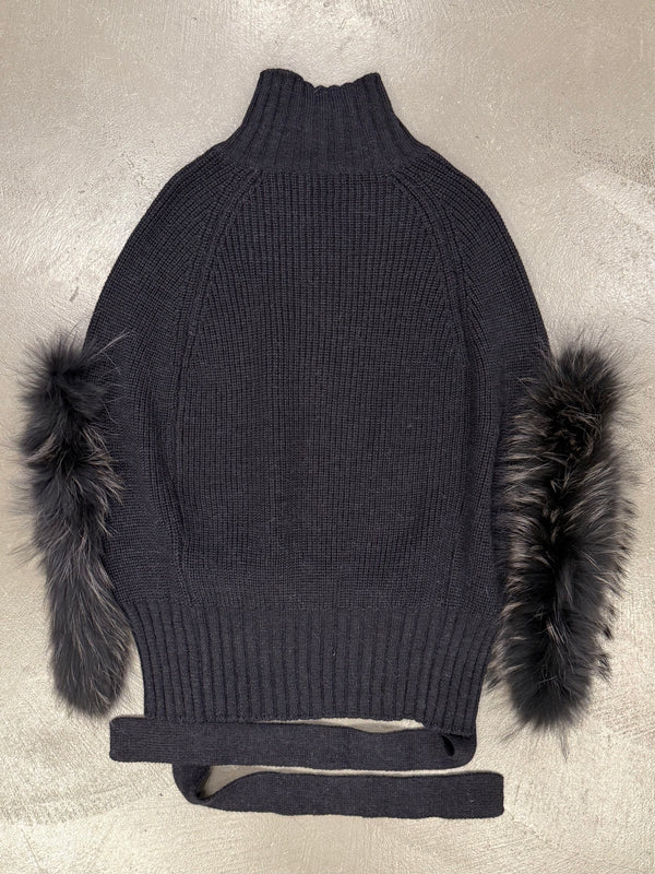 2000s Roberto Cavalli real fur inserts wool top