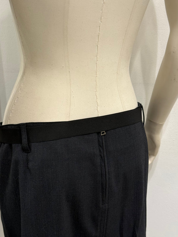 Prada wool midi belted skirt with zippers