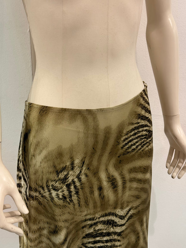 2000s Roberto Cavalli animal Print asymmetric midi skirt