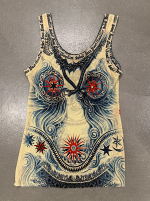 2000s Jean Paul Gaultier printed mesh tank top