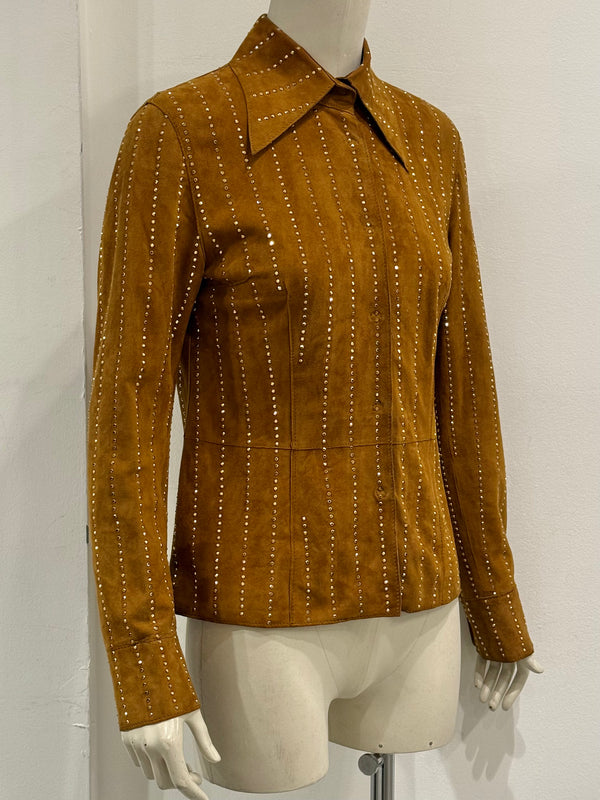 2001 Dolce & Gabbana studded embellished suede leather jacket