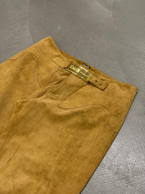 2001 Dolce & Gabbana suede western zipper leather pants