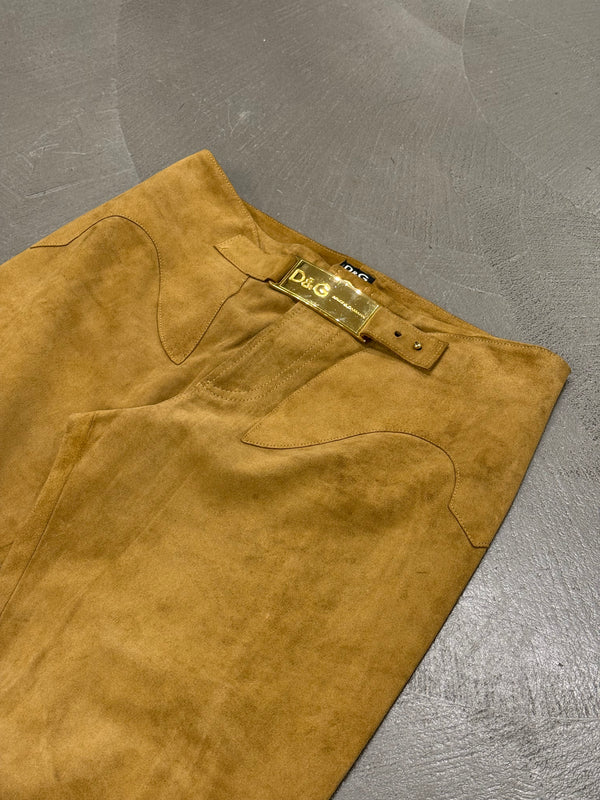 2001 Dolce & Gabbana suede western zipper leather pants