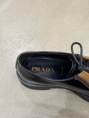 2023 Prada Diapason opaque runway derby shoes