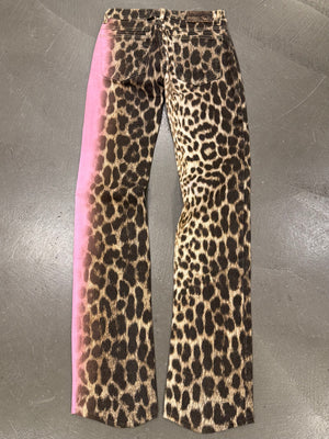 2000s Cavalli leopard print denim pants