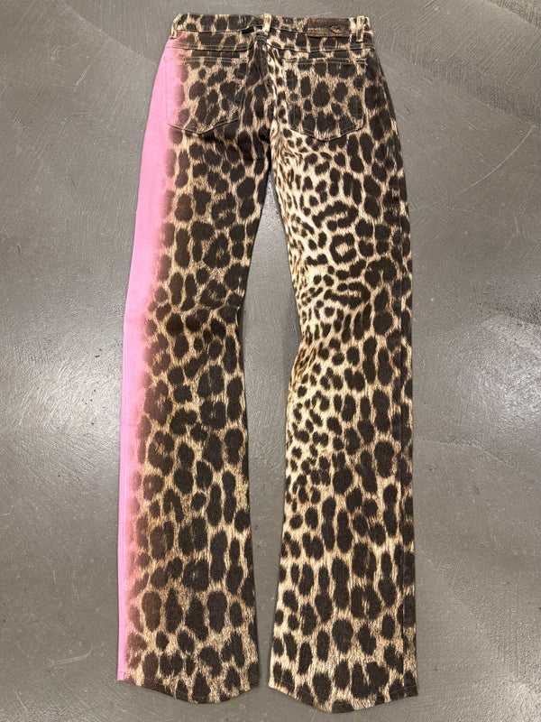2000s Cavalli leopard print denim pants