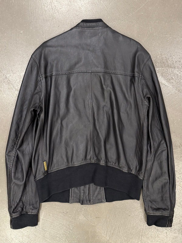 2000s Armani leather bomber jacket