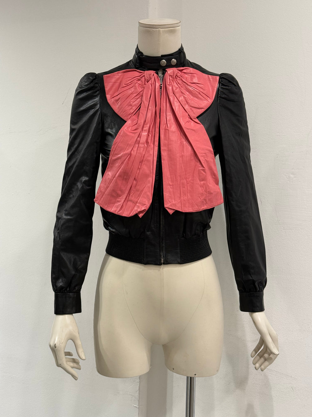 2017 Gucci bow leather bomber jacket