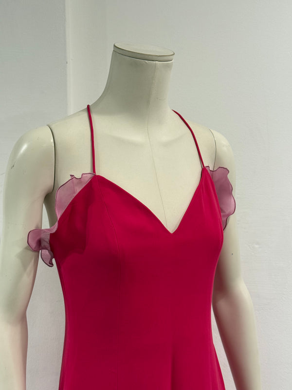 1990s Giorgio Armani silk slip dress with organza petal details