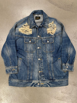 2000s Vivienne Westwood distressed oversized denim jacket