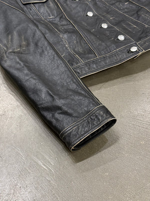 2000s Cavalli faded distressed leather jacket