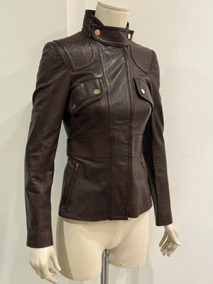 2000s Gucci monogram military leather jacket