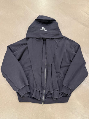 2024 Balenciaga incognito double sleeve oversized zip-up hoodie