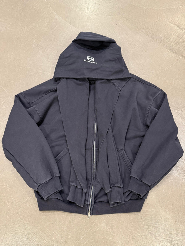 2024 Balenciaga incognito double sleeve oversized zip-up hoodie