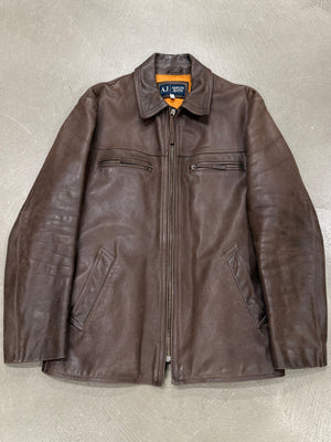 2000s Armani leather zip jacket