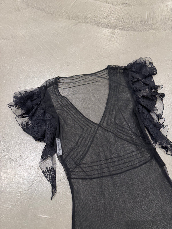 1998 Dolce & Gabbana sheer butterfly mesh top