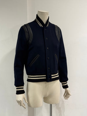 2014 Saint Laurent by Hedi Slimane teddy varsity jacket