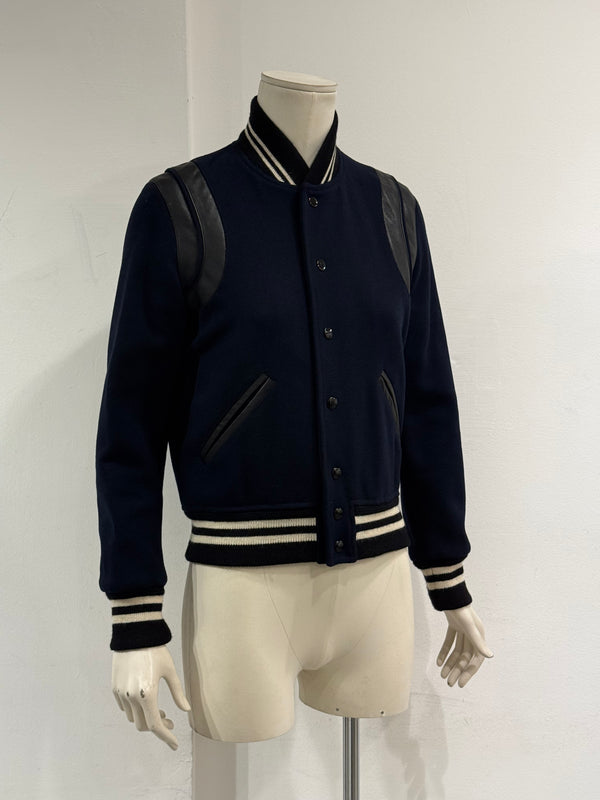 2014 Saint Laurent by Hedi Slimane teddy varsity jacket