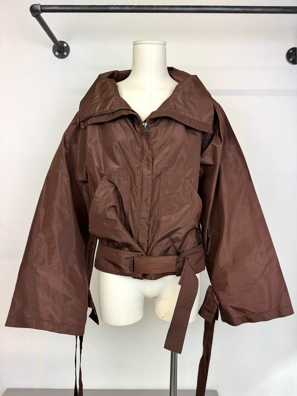 F/W 2002 Gucci by Tom Ford Brown Silk Baggy Kimono Jacket