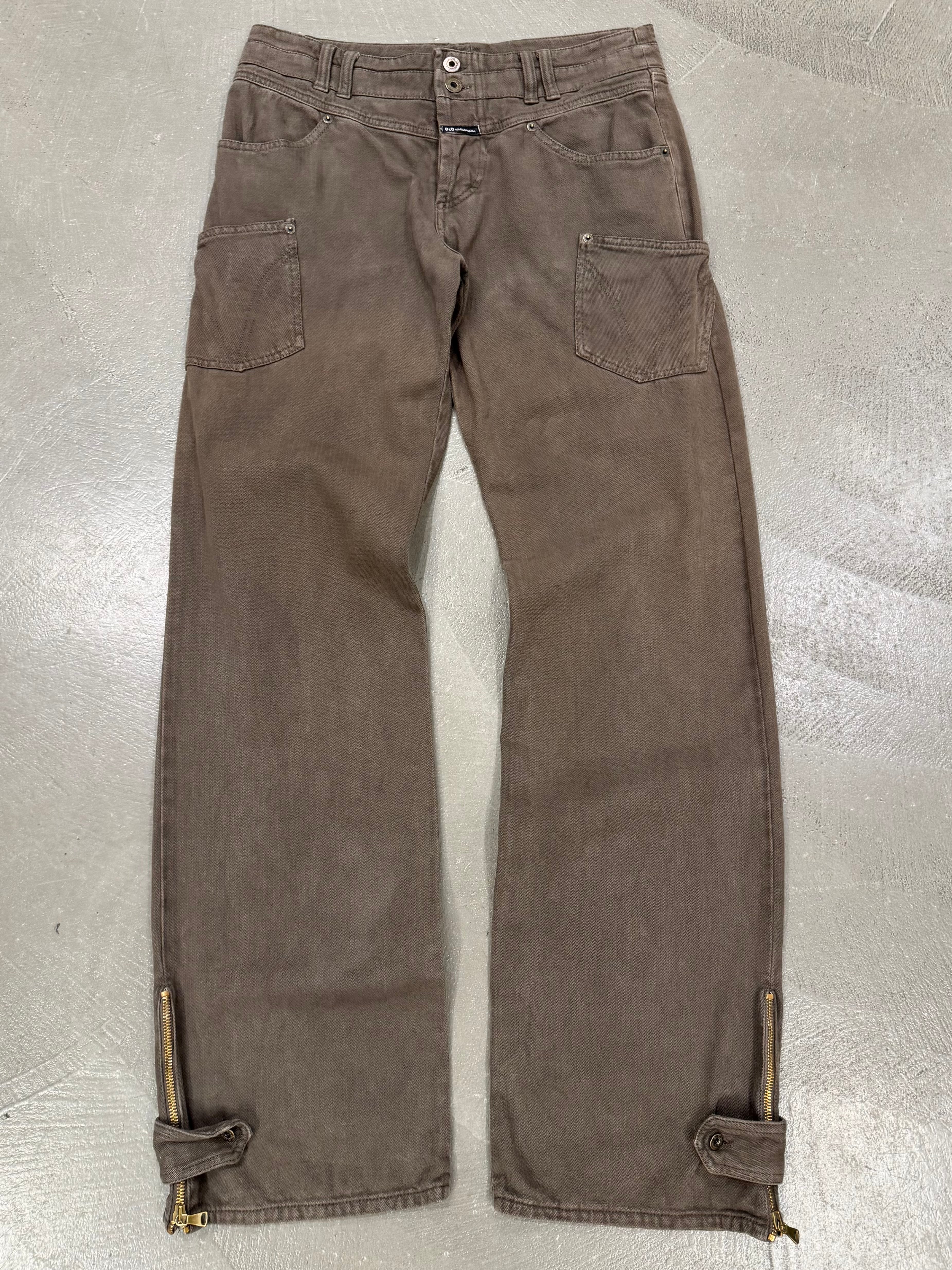 00s D&G Linen Cargo Pants カーキ 32/46 ドルチェ&ガッバーナ
